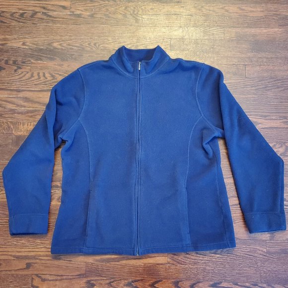 Vintage L.L. Bean Polartec Full Zip Navy Blue Fleece Jacket Women's XL - Picture 1 of 5